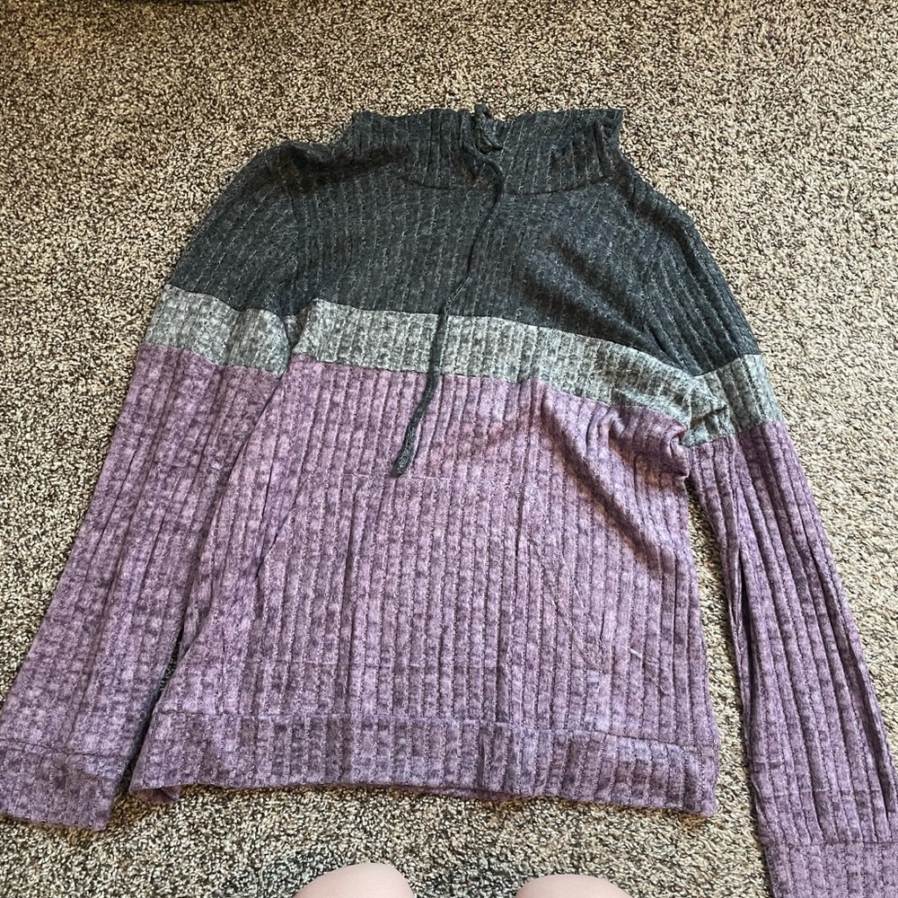 Women's Colorblock Sweater - Gray and Purple